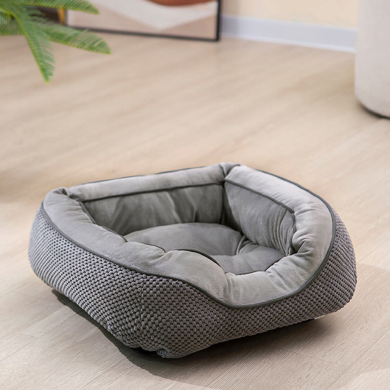 JMT-020810 Plush Faux Fur Dog Crate Bed, Calming Anti-Anxiety Mat with Non-Slip Bottom for Medium Dogs