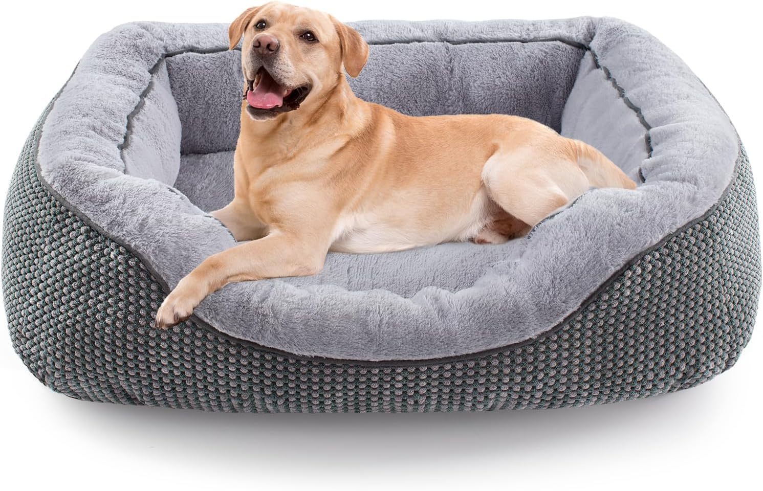 JMT-020810 Plush Faux Fur Dog Crate Bed, Calming Anti-Anxiety Mat with Non-Slip Bottom for Medium Dogs