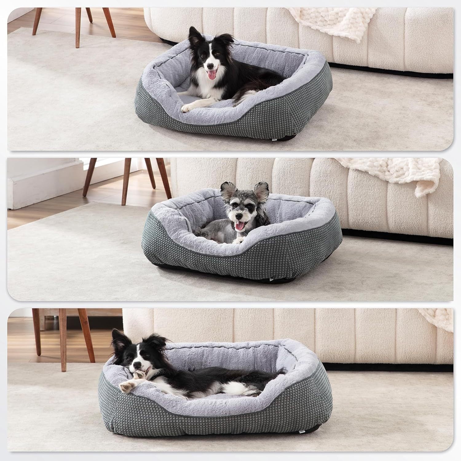 JMT-020810 Plush Faux Fur Dog Crate Bed, Calming Anti-Anxiety Mat with Non-Slip Bottom for Medium Dogs