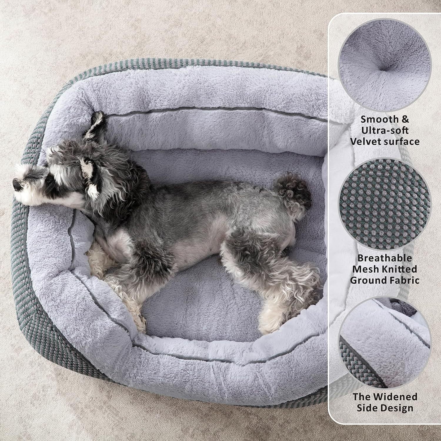 JMT-020810 Plush Faux Fur Dog Crate Bed, Calming Anti-Anxiety Mat with Non-Slip Bottom for Medium Dogs