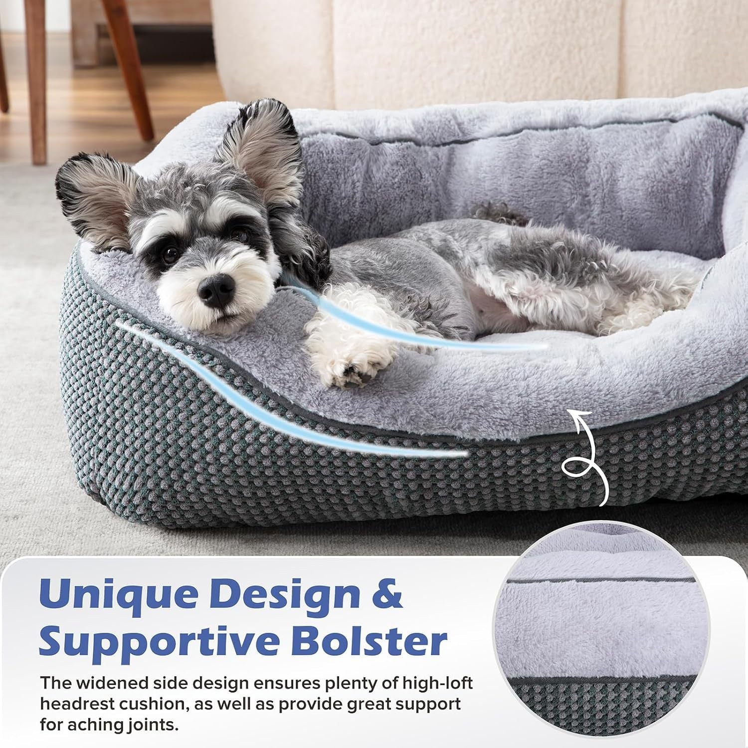 JMT-020810 Plush Faux Fur Dog Crate Bed, Calming Anti-Anxiety Mat with Non-Slip Bottom for Medium Dogs