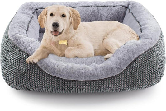 JMT-020810 Plush Faux Fur Dog Crate Bed, Calming Anti-Anxiety Mat with Non-Slip Bottom for Medium Dogs