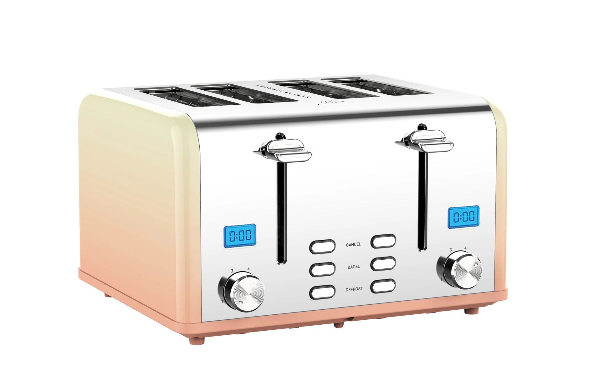 JMT-021450 Stainless Steel Electric 4-Slice Bread Toaster with LCD Display for Home Kitchen