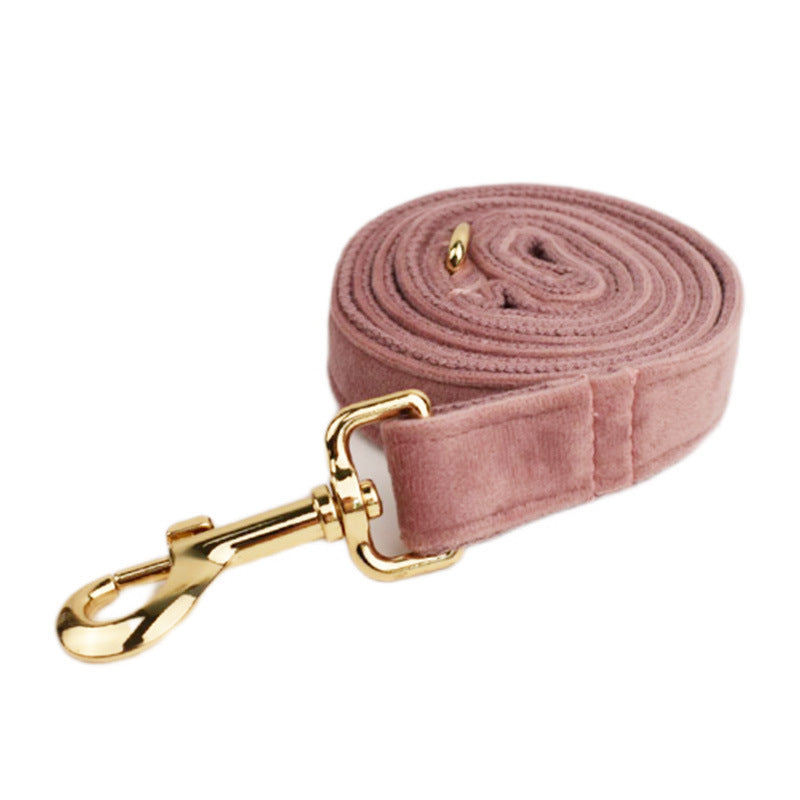 JMT-021834 Light Purple Velvet Dog Collar with Matching Leash and Bowknot, Ideal for Gifts on Various Occasions