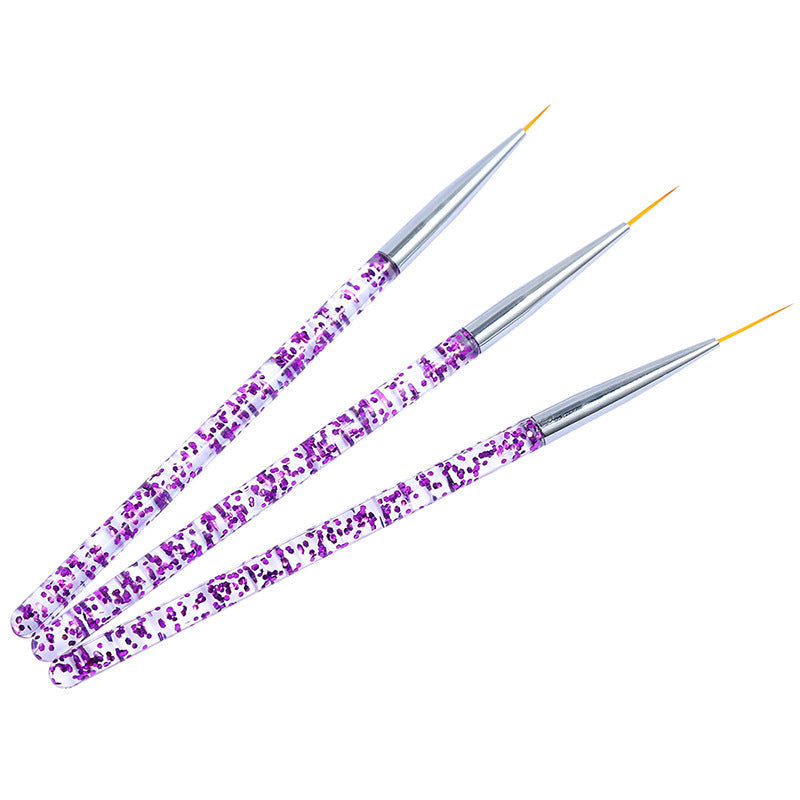 JMT-021962 Set of 3 Sequin Nail Art Brushes in Blue and Purple