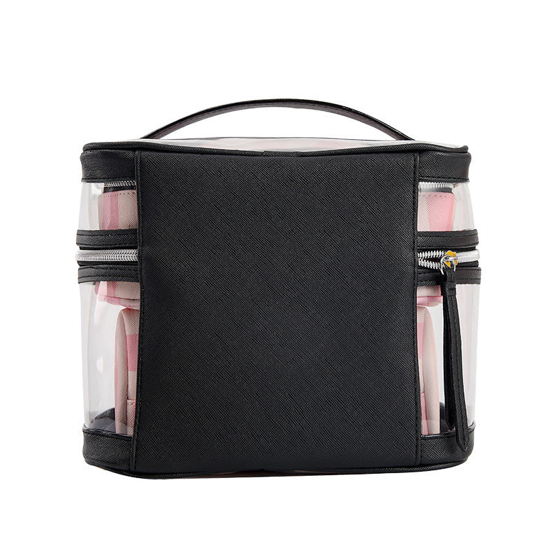 JMT-022026 Multifunctional Folding Makeup Kit in Pink Floral Design with Waterproof Synthetic Leather
