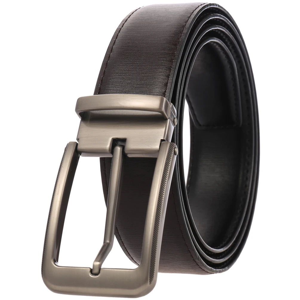 JMT-022410 Cowhide Leather Pin Buckle Belt for Men - Model LY35-21796-2