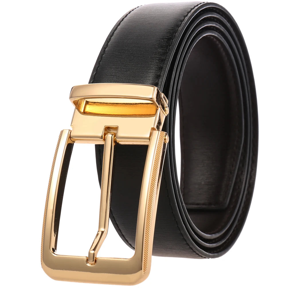 JMT-022410 Cowhide Leather Pin Buckle Belt for Men - Model LY35-21796-2