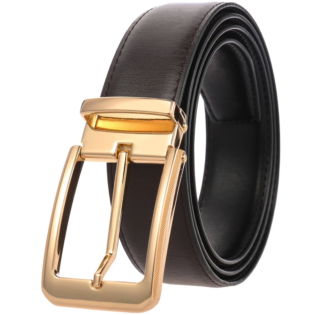 JMT-022410 Cowhide Leather Pin Buckle Belt for Men - Model LY35-21796-2
