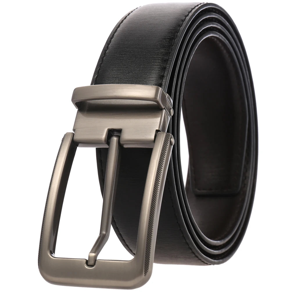 JMT-022410 Cowhide Leather Pin Buckle Belt for Men - Model LY35-21796-2