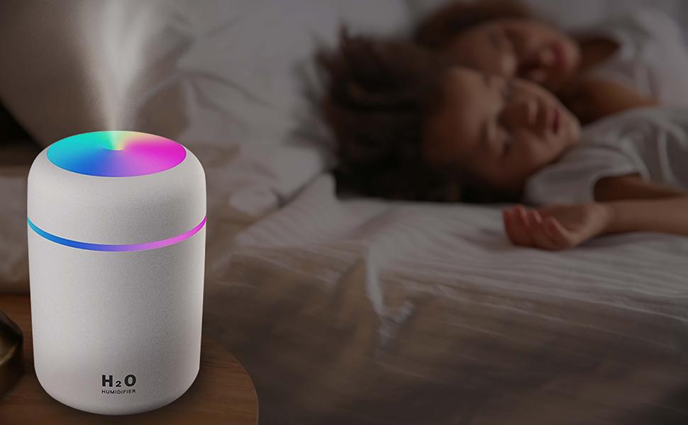 JMT-022474 300ml Portable Cool Mist Humidifier with Multicolor LED Light and Auto Shut-Off