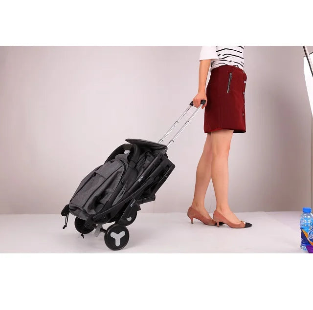 JMT-022794 Foldable Baby Stroller with Removable Front Armrest and PU Zipper Handle Cover