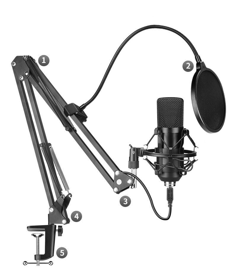 JMT-022986 Condenser Microphone Set BM-700 with Metal Construction for Recording and Live Performances