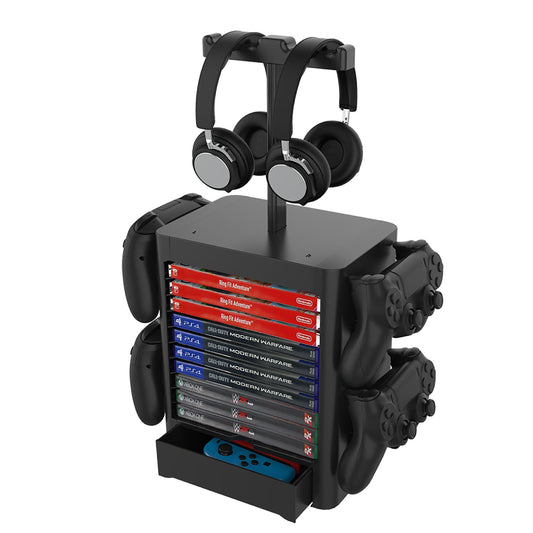 JMT-022986 Universal Gaming Accessories Storage Rack for Consoles, Headphones and Game Cards