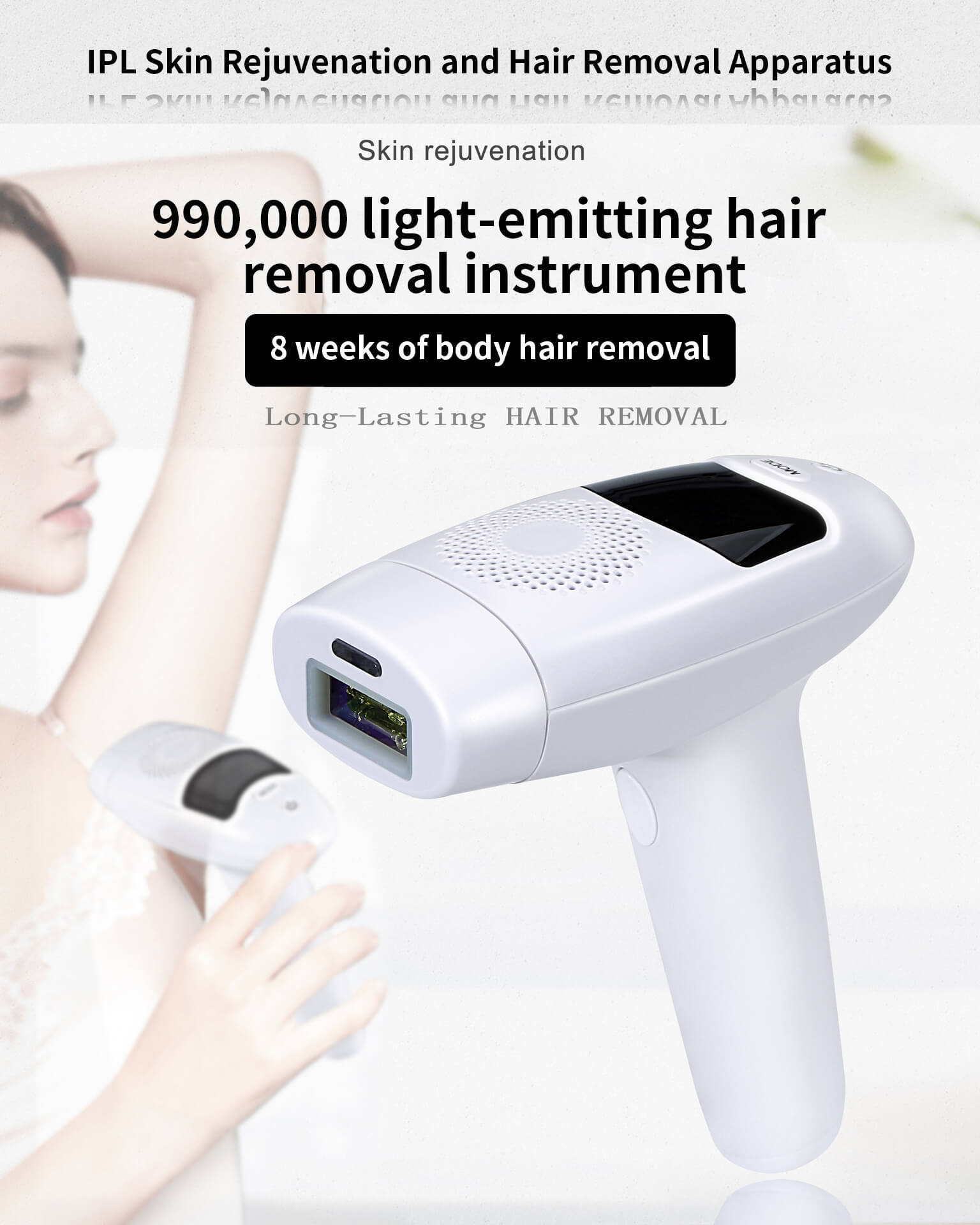 JMT-023050 IPL Laser Hair Removal Device with LCD Display and 5 Energy Levels - 990,000 Pulses
