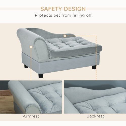 JMT-023114 Luxury Small Dog Bed with Hidden Storage and Soft Foam Cushion for Comfort, Modern Pet Furniture in Grey