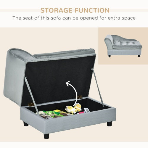 JMT-023114 Luxury Small Dog Bed with Hidden Storage and Soft Foam Cushion for Comfort, Modern Pet Furniture in Grey