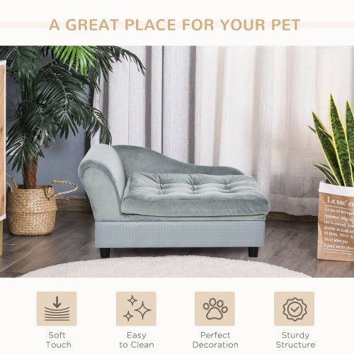 JMT-023114 Luxury Small Dog Bed with Hidden Storage and Soft Foam Cushion for Comfort, Modern Pet Furniture in Grey