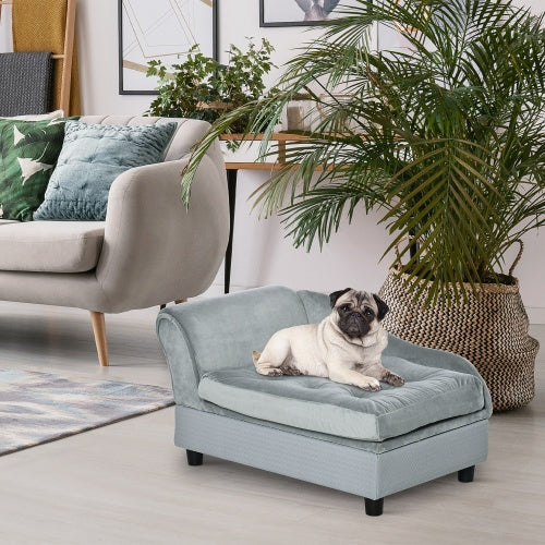 JMT-023114 Luxury Small Dog Bed with Hidden Storage and Soft Foam Cushion for Comfort, Modern Pet Furniture in Grey