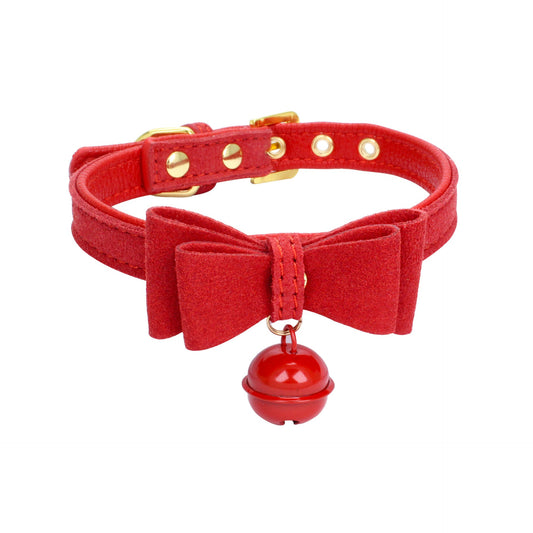 JMT-023306 Gold Double Layer Bowknot Pet Collar with Hanging Bell for Comfortable Wear