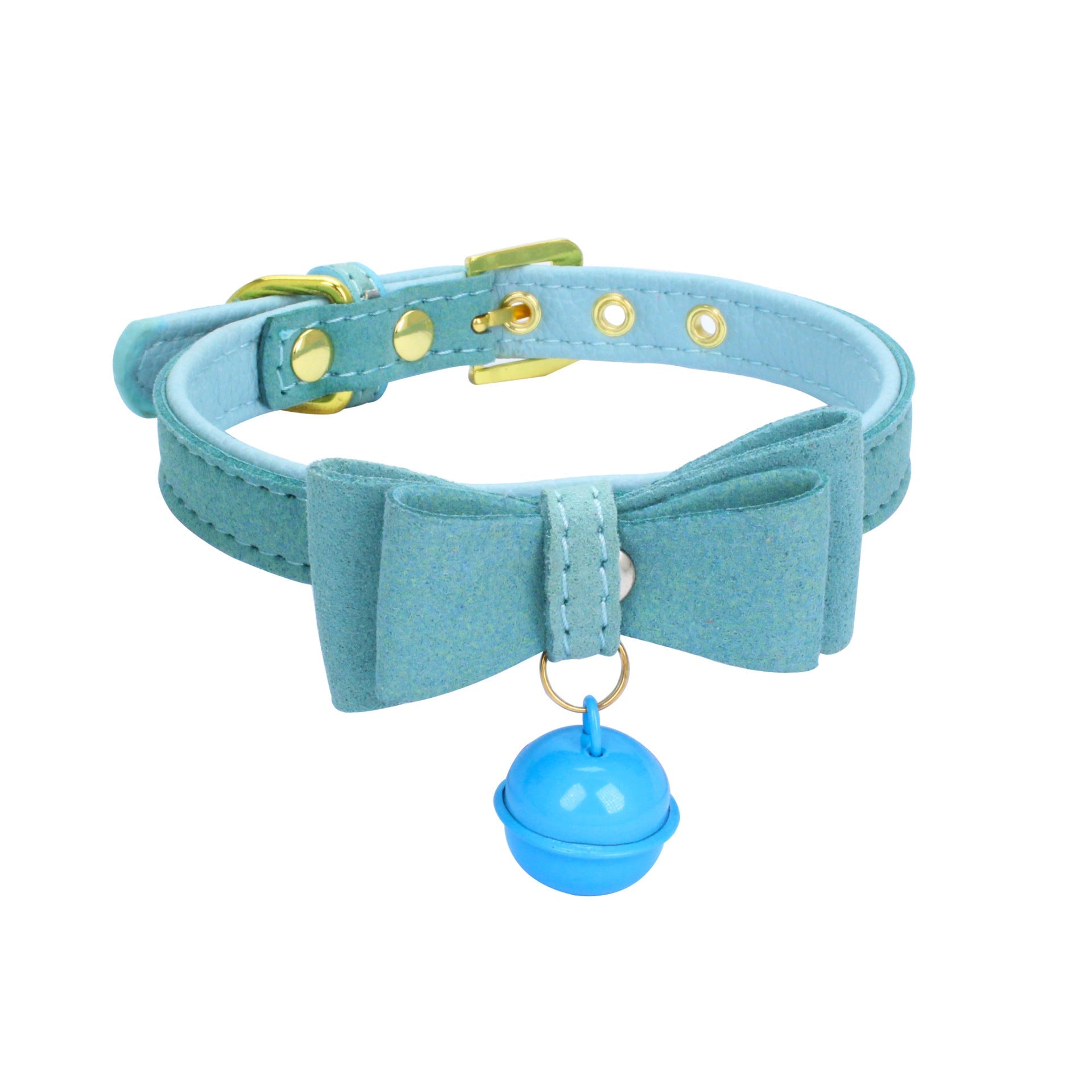 JMT-023306 Gold Double Layer Bowknot Pet Collar with Hanging Bell for Comfortable Wear