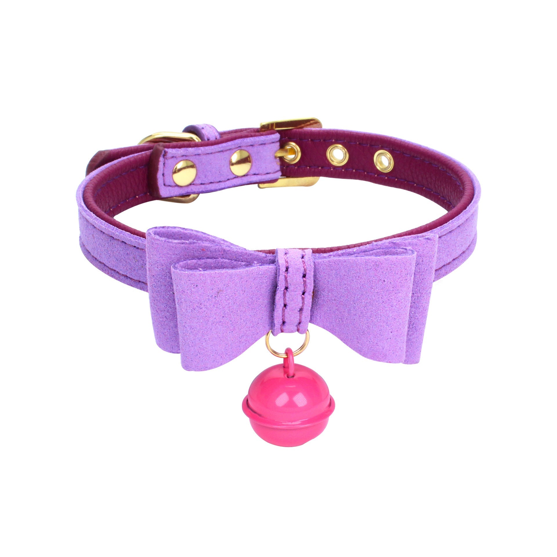 JMT-023306 Gold Double Layer Bowknot Pet Collar with Hanging Bell for Comfortable Wear