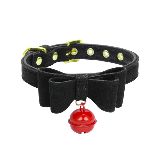 JMT-023306 Gold Double Layer Bowknot Pet Collar with Hanging Bell for Comfortable Wear