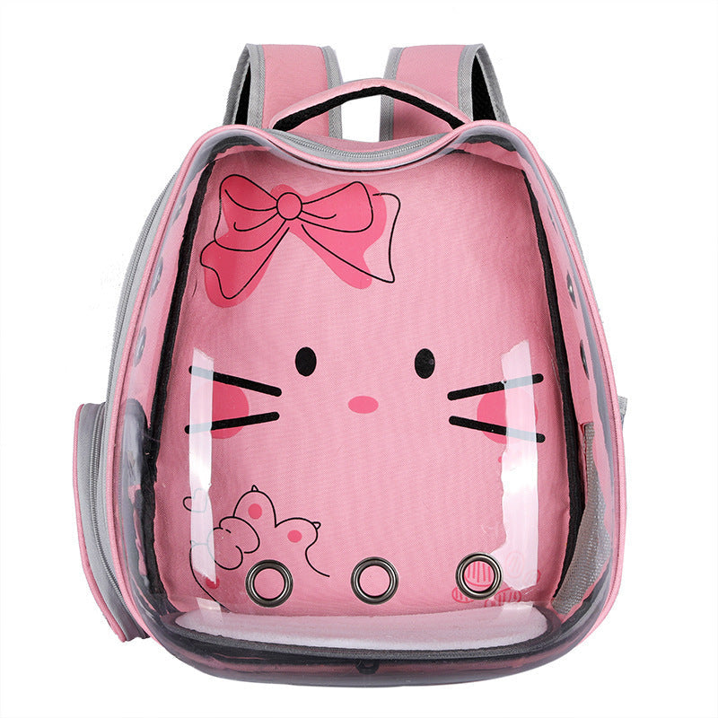 JMT-023818 Transparent Portable Cat Backpack with Cat Ear Design - Ideal for Travel and Outdoor Adventures