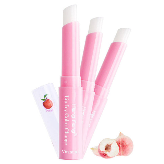JMT-024074 Peach Color Changing Lip Balm with Vitamin E for Moisturized Lips