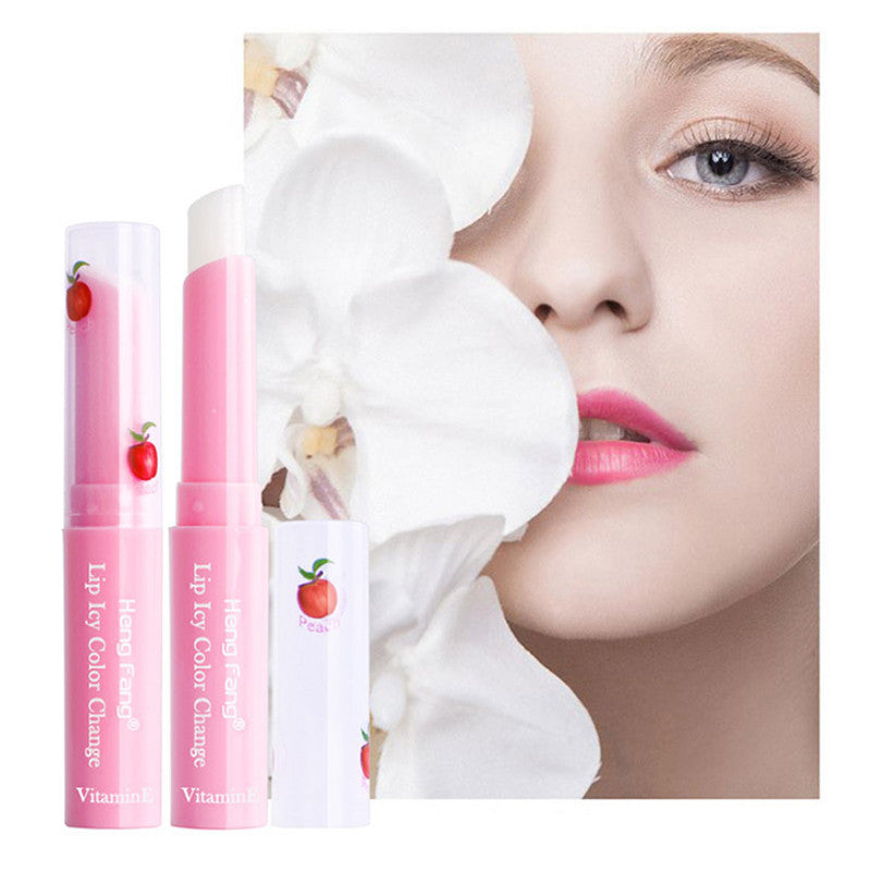 JMT-024074 Peach Color Changing Lip Balm with Vitamin E for Moisturized Lips