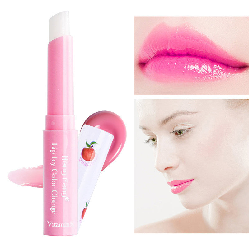 JMT-024074 Peach Color Changing Lip Balm with Vitamin E for Moisturized Lips