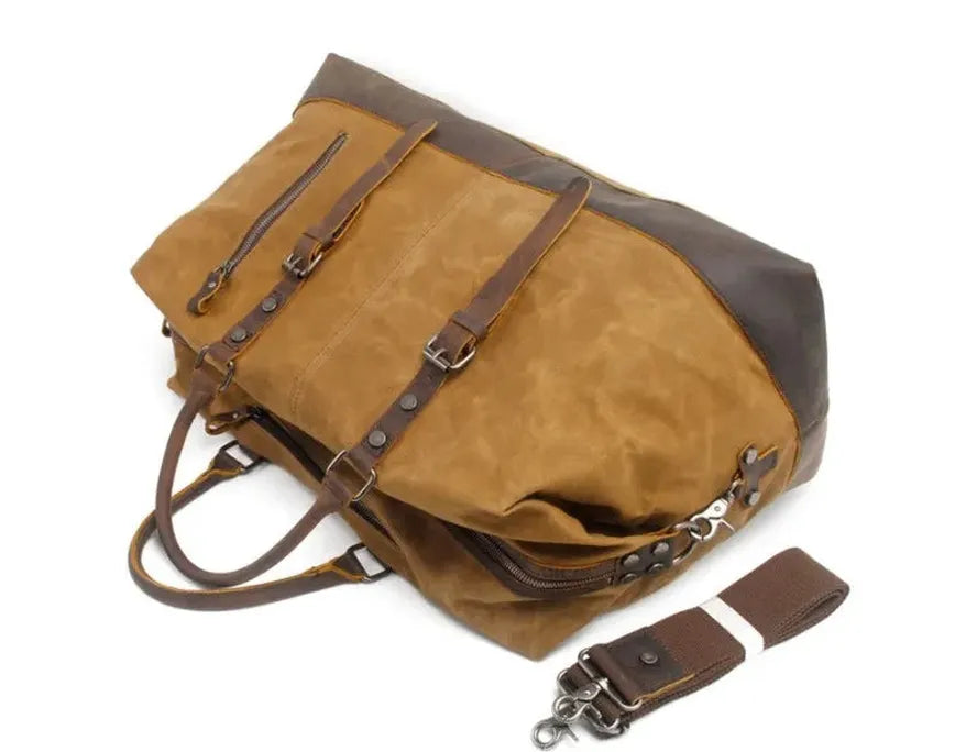JMT-024202 Large Cowhide and Canvas Zippered Duffle Bag for Travel and Gym Use, Eco-Friendly Materials, Multiple Colour Options