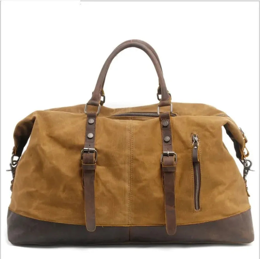 JMT-024202 Large Cowhide and Canvas Zippered Duffle Bag for Travel and Gym Use, Eco-Friendly Materials, Multiple Colour Options