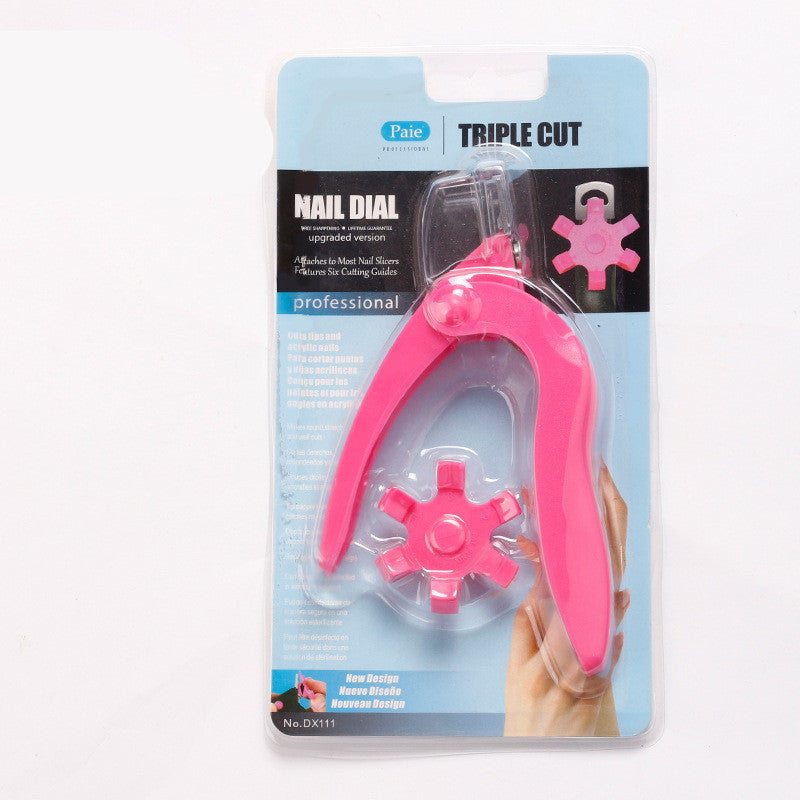 JMT-024266 U-Shaped Nail Art Scissors, Turntable Cutting Tool for French Fake Nails - White and Rose Red Options