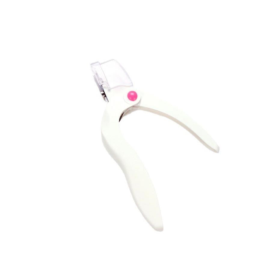 JMT-024266 U-Shaped Nail Art Scissors, Turntable Cutting Tool for French Fake Nails - White and Rose Red Options