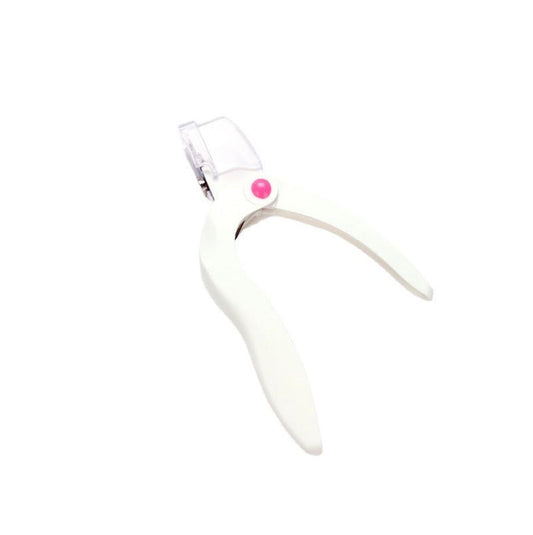 JMT-024266 U-Shaped Nail Art Scissors, Turntable Cutting Tool for French Fake Nails - White and Rose Red Options