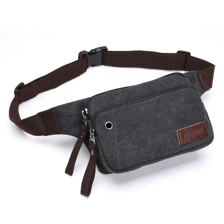 JMT-024842 Men's Casual Canvas Messenger Bag - Simple Waist & Cash Register Bag