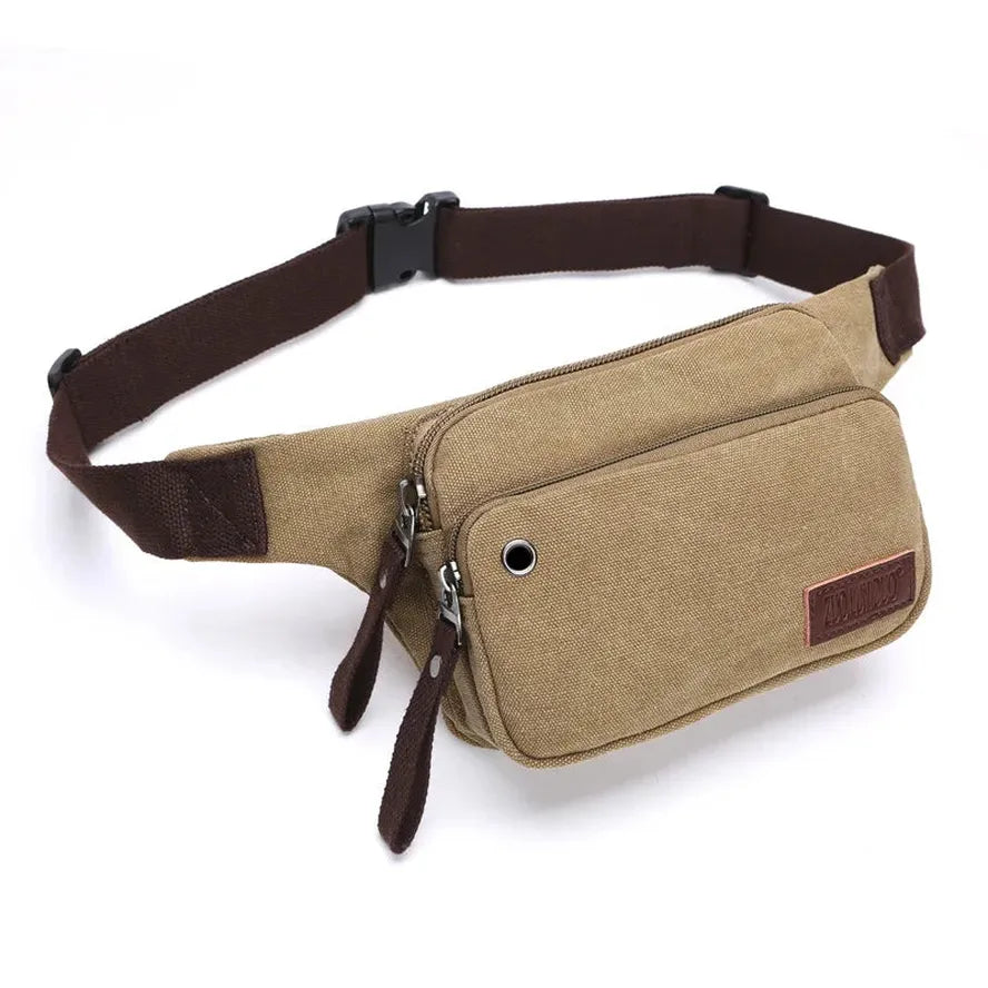 JMT-024842 Men's Casual Canvas Messenger Bag - Simple Waist & Cash Register Bag