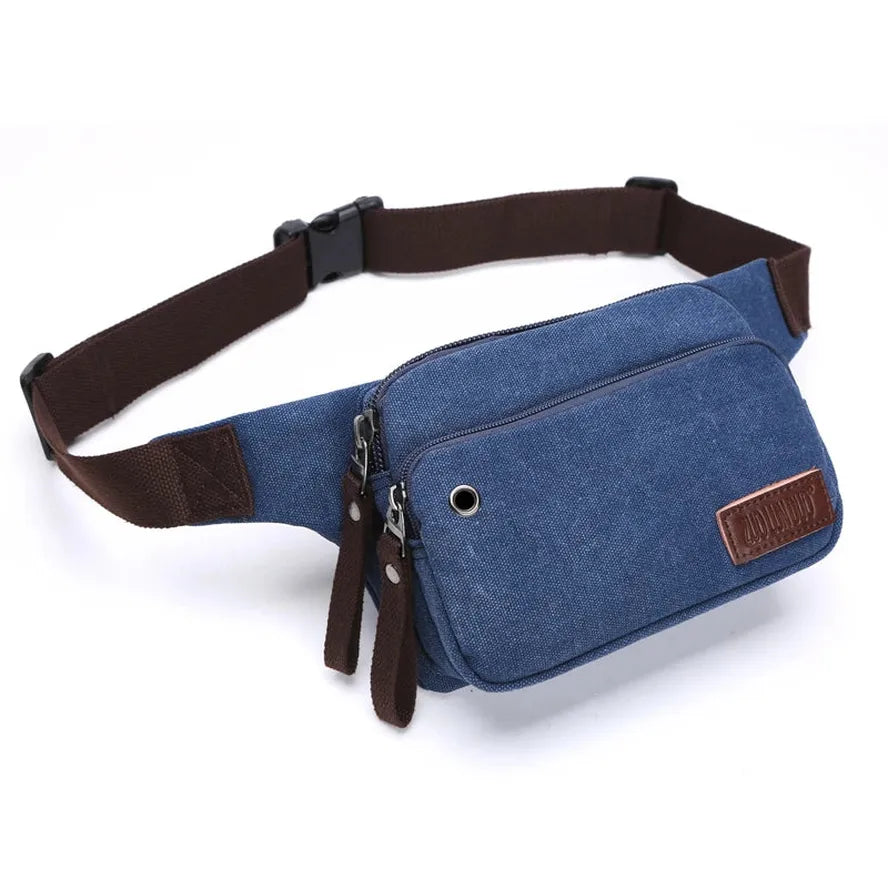 JMT-024842 Men's Casual Canvas Messenger Bag - Simple Waist & Cash Register Bag