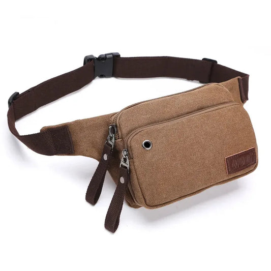 JMT-024842 Men's Casual Canvas Messenger Bag - Simple Waist & Cash Register Bag