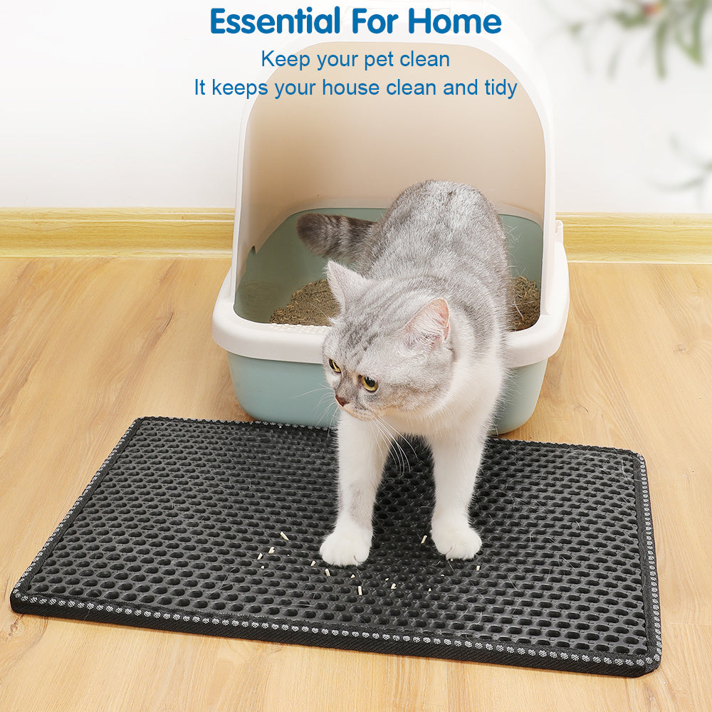 JMT-024970 Cat Litter Mat - Double Layer EVA Pad for Easy Cleanup and Litter Trapping, Waterproof Design