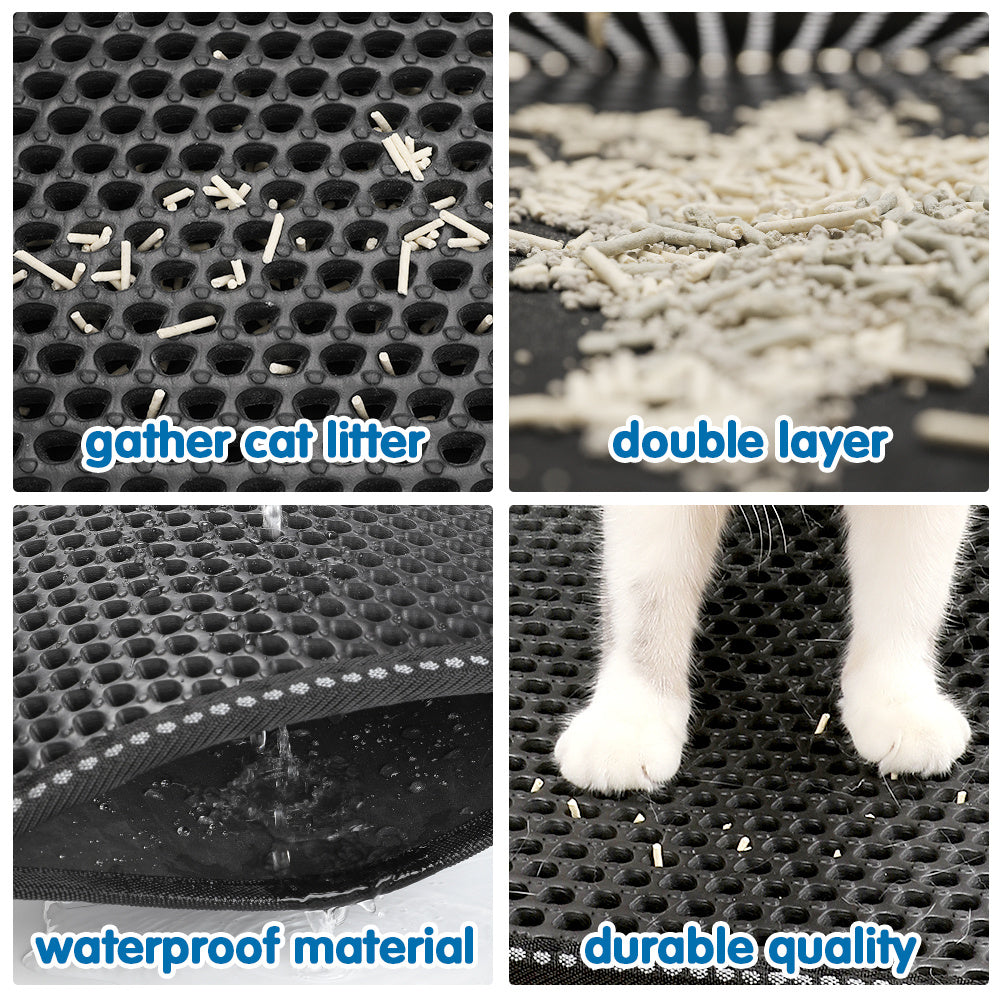 JMT-024970 Cat Litter Mat - Double Layer EVA Pad for Easy Cleanup and Litter Trapping, Waterproof Design