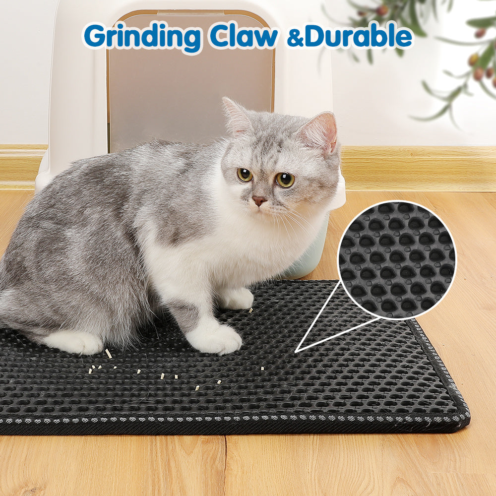 JMT-024970 Cat Litter Mat - Double Layer EVA Pad for Easy Cleanup and Litter Trapping, Waterproof Design