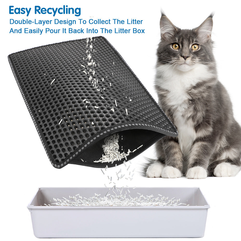 JMT-024970 Cat Litter Mat - Double Layer EVA Pad for Easy Cleanup and Litter Trapping, Waterproof Design