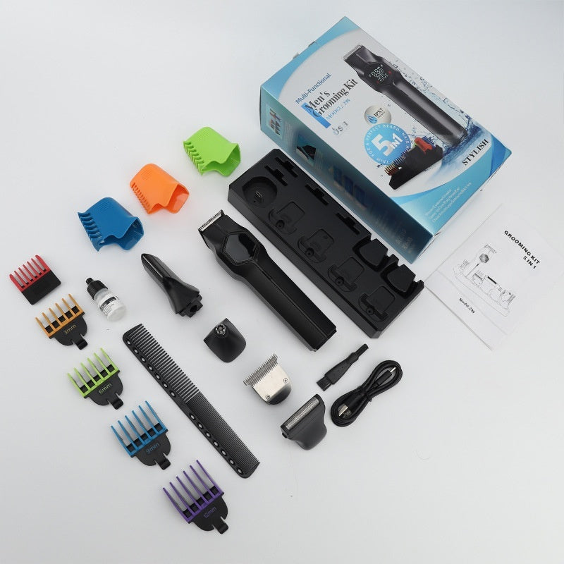 JMT-025098 5-in-1 Men's Hair Clipper with Magnetic Cutter Head and Dual Power System