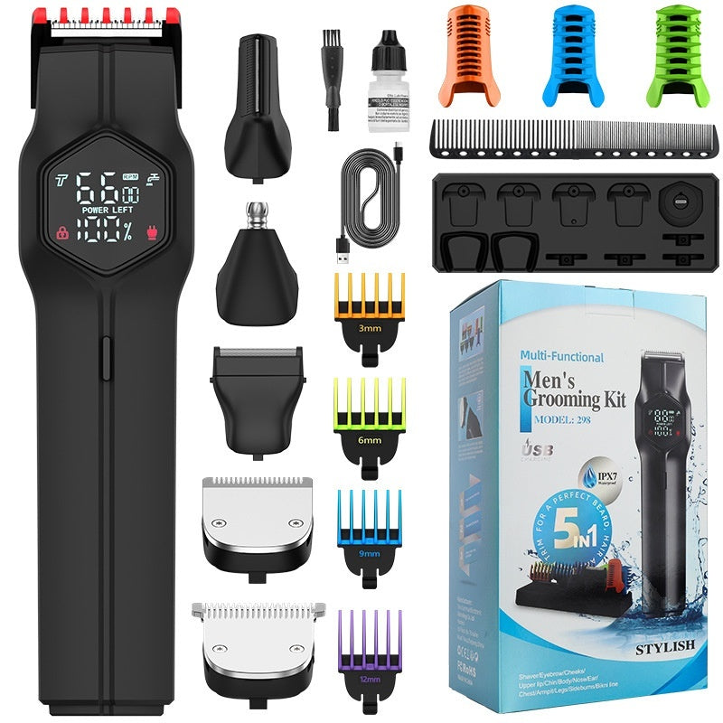 JMT-025098 5-in-1 Men's Hair Clipper with Magnetic Cutter Head and Dual Power System