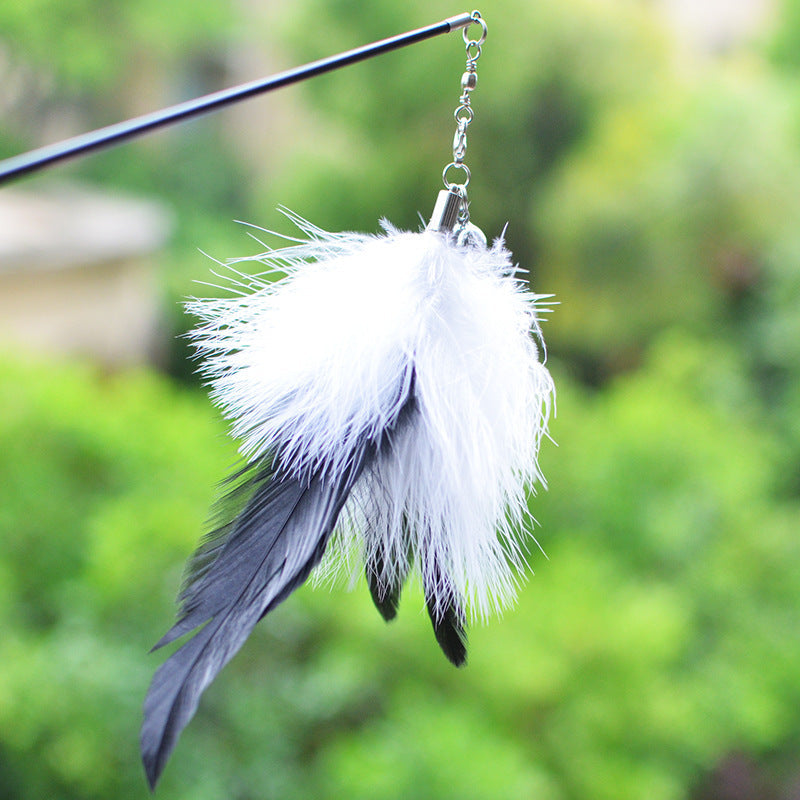 JMT-025098 Funny Cat Stick with Flexible Wooden Handle and Replaceable Feather Heads