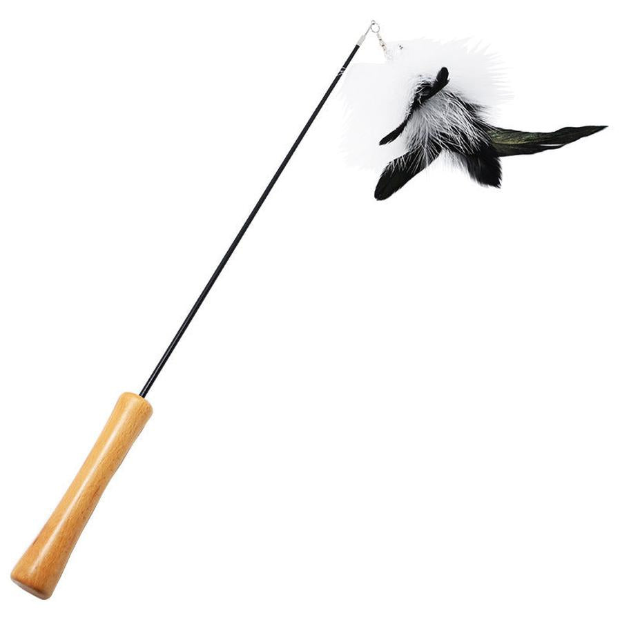 JMT-025098 Funny Cat Stick with Flexible Wooden Handle and Replaceable Feather Heads