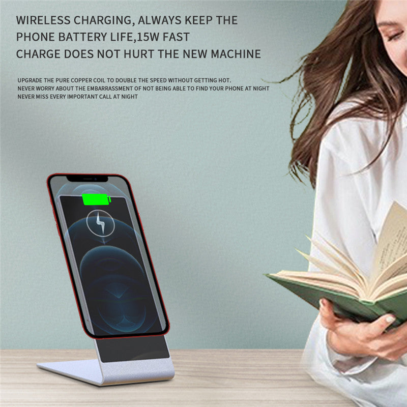 JMT-025290 Desktop Magnetic Wireless Charging Stand for Compatible iPhone Models – Black and Silver Options