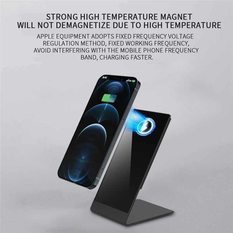 JMT-025290 Desktop Magnetic Wireless Charging Stand for Compatible iPhone Models – Black and Silver Options
